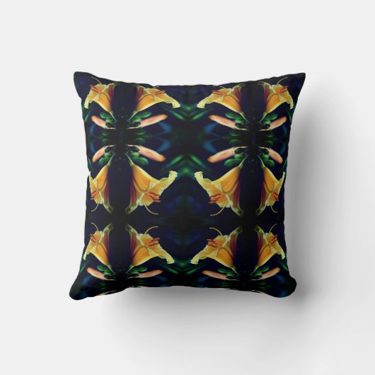 イエローリリーフラワー抽象芸術アート クッション (裏面)