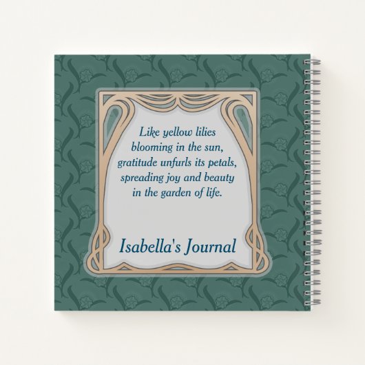 イエローリリーヴィンテージ感謝の幸福ジャーナル ノートブック (裏面)
