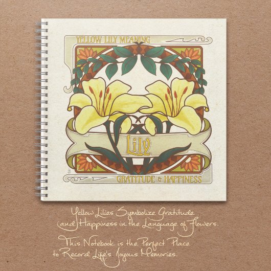 イエローリリーヴィンテージ感謝の幸福ジャーナル ノートブック