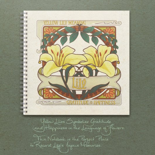 イエローリリーヴィンテージ感謝の幸福ジャーナル ノートブック