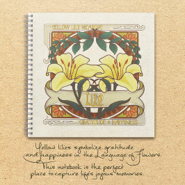 イエローリリーヴィンテージ感謝の幸福ジャーナル ノートブック