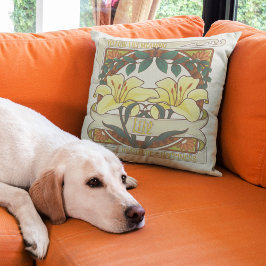 イエローリリーヴィンテージ花感謝の幸せ クッション