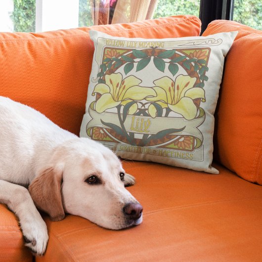 イエローリリーヴィンテージ花感謝の幸せ クッション