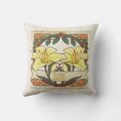 イエローリリーヴィンテージ花感謝の幸せ クッション (裏面)