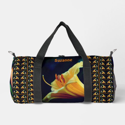 イエローリリー花の抽象芸術 パーソナライズされた ダッフルバッグ (正面)
