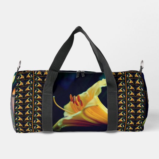 イエローリリー花の抽象芸術 パーソナライズされた ダッフルバッグ (裏面)