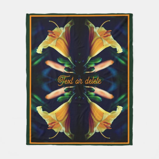 イエローリリー花の抽象芸術 パーソナライズされた フリースブランケット (正面)