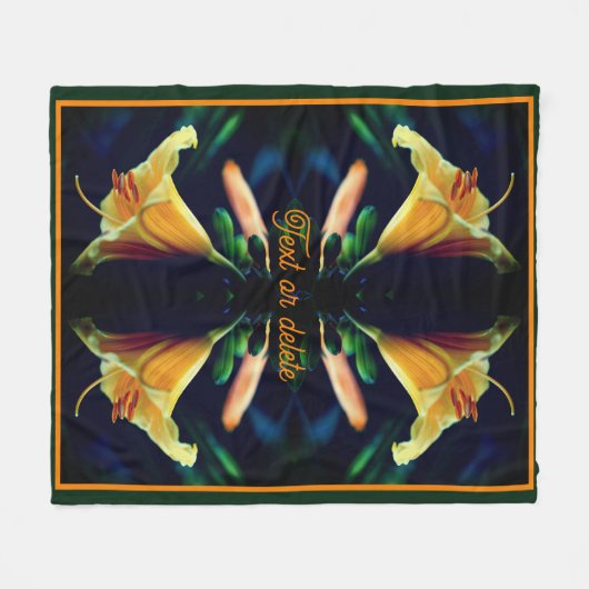 イエローリリー花の抽象芸術 パーソナライズされた フリースブランケット (正面(横))