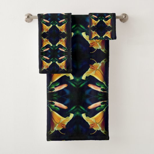 イエローリリー花抽象芸術 バスタオルセット (インサイチュ)