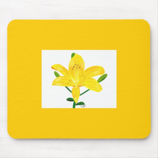 イエローリリー離れグリーンカスタムマウスパッド マウスパッド (正面)