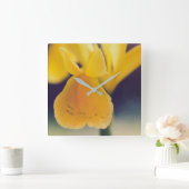 イエローリリー スクエア壁時計 (ホーム)