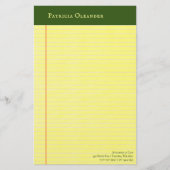 イエローリーガルパッドスタイルグリーントップ文房具 便箋 (正面)