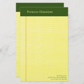 イエローリーガルパッドスタイルグリーントップ文房具 便箋 (正面/裏面)