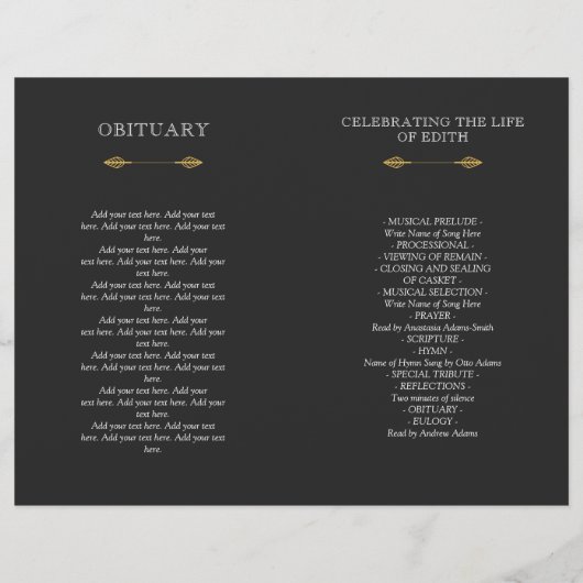 イエローリースお祝い生涯葬式プログラム (裏面)