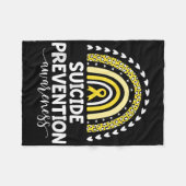 イエローレインボリボン支援自殺防止A フリースブランケット (正面(横))