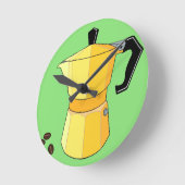 イエローレインボーエスプレッソ ラウンド壁時計 (傾斜)