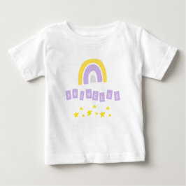 イエローレインボープリンセススターズベビーガールTシャツ ベビーTシャツ
