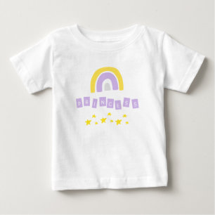 イエローレインボープリンセススターズベビーガールTシャツ ベビーTシャツ