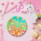 イエローレインボーモダン ペーパープレート (パーティー)