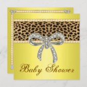 イエローレオパードダイヤモンドボウベイビーシャワー招待状 招待状 (正面/裏面)
