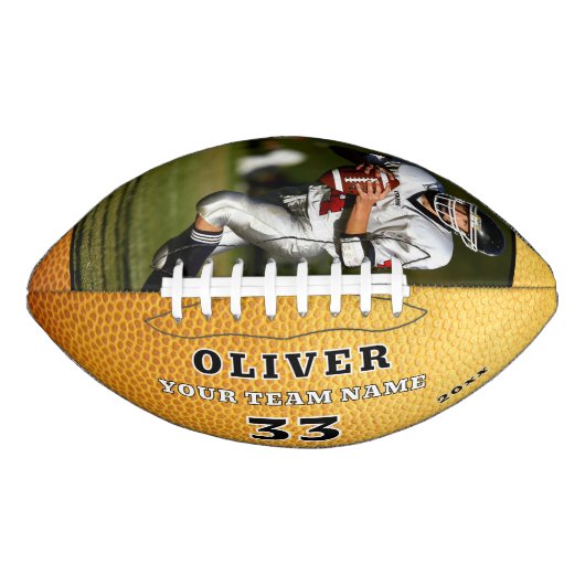 イエローレザープリントチームプレーヤー番号写真 アメリカンフットボール (正面)