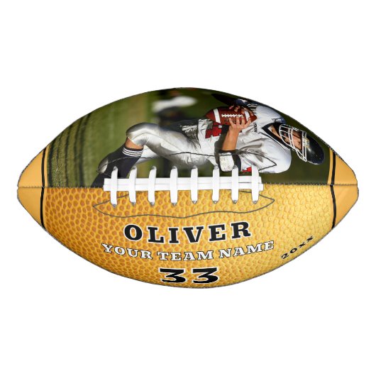 イエローレザープリントチームプレーヤー番号写真 アメリカンフットボール (正面)