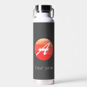 イエローレッドオレンジモノグラムイニシャルA ウォーターボトル (正面)
