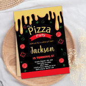 イエローレッドグリーンピザ誕生日招待状 招待状