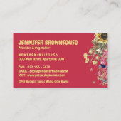 イエローレッドサンフラワードッグキャットトリマーペット 名刺 (裏面)