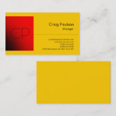 イエローレッドスクエアシックモノグラムビジネスカード 名刺 (正面/裏面)