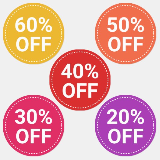 イエローレッドパープルスモールビジネスセールス60%オフ ラベル (グループ)