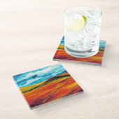 イエローレッドヒルズ ガラスコースター (アングル)