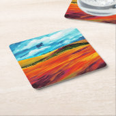 イエローレッドヒルズ スクエアペーパーコースター (アングル)