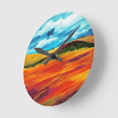 イエローレッドヒルズ ラウンド壁時計 (傾斜)