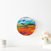 イエローレッドヒルズ ラウンド壁時計 (ホーム)