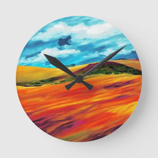 イエローレッドヒルズ ラウンド壁時計 (正面)