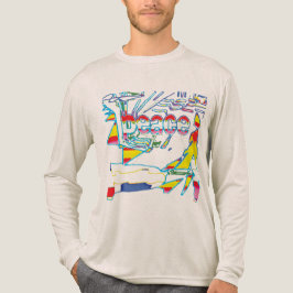 イエローレッドピンクブルーデザイン「ピース」グラフィック トライブレンドＴシャツ