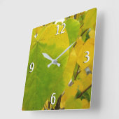イエローレッドブド葉ズ スクエア壁時計 (傾斜)