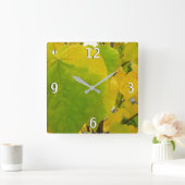 イエローレッドブド葉ズ スクエア壁時計 (ホーム)