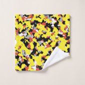 イエローレッドブラックグレーカモフラージュ迷彩柄パターン バスタオルセット (ウォッシュタオル)