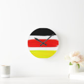 イエローレッドブラック抽象芸術絵画ズアート ラウンド壁時計 (ホーム)