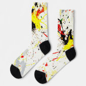 イエローレッドブラック絵を描（ばちゃばちゃ）跳ねる ソックス (左)