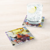 イエローレッドブルーカンディンスキー絵画抽象芸術 ガラスコースター (アングル)