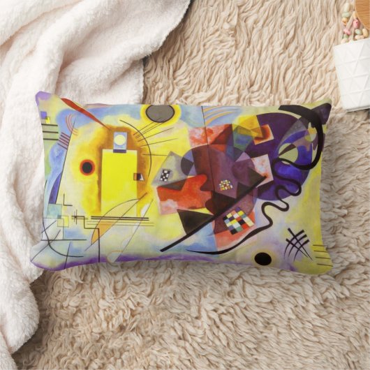 イエローレッドブルーカンディンスキー絵画抽象芸術 ランバークッション (ブランケット)