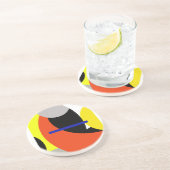 イエローレッドブルー抽象芸術アート コースター (側面)