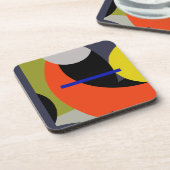 イエローレッドブルー抽象芸術アート コースター (左側)