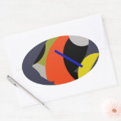 イエローレッドブルー抽象芸術アート 楕円形シール (封筒)