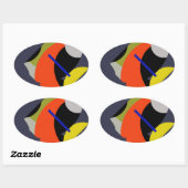 イエローレッドブルー抽象芸術アート 楕円形シール (シート)