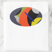 イエローレッドブルー抽象芸術アート 楕円形シール (バッグ)