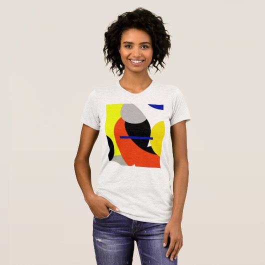 イエローレッドブルー抽象芸術アート Tシャツ (正面フル)